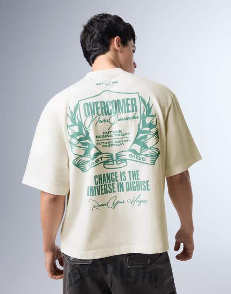 Bershka - T-shirt comoda bianca con stampa - view 1