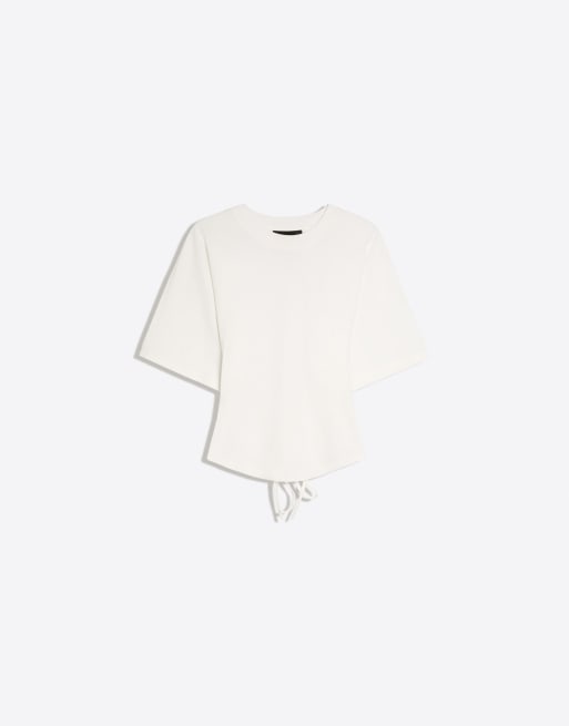 Bershka - T-shirt corset à manches courtes - Blanc, 5 de 5