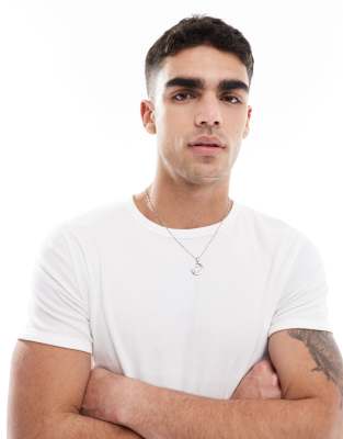 Bershka - T-shirt côtelé à manches courtes - Blanc