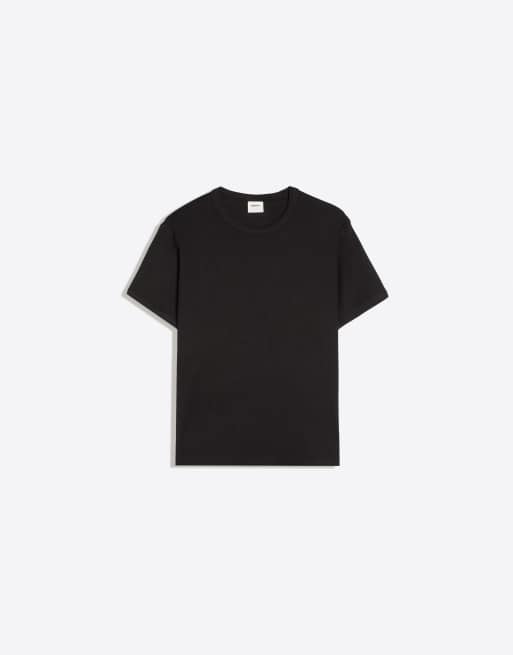 Bershka - T-shirt côtelé ajusté - Noir, 5 de 5