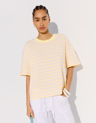 T-shirt coupe carrée à imprimé - Jaune XS