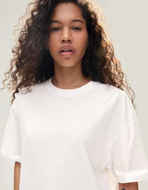 Bershka - T-shirt coupe carrée à manches courtes - Blanc, 2 de 4