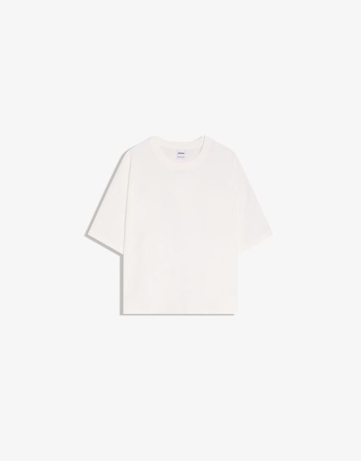 Bershka - T-shirt coupe carrée à manches courtes - Blanc, 3 de 4