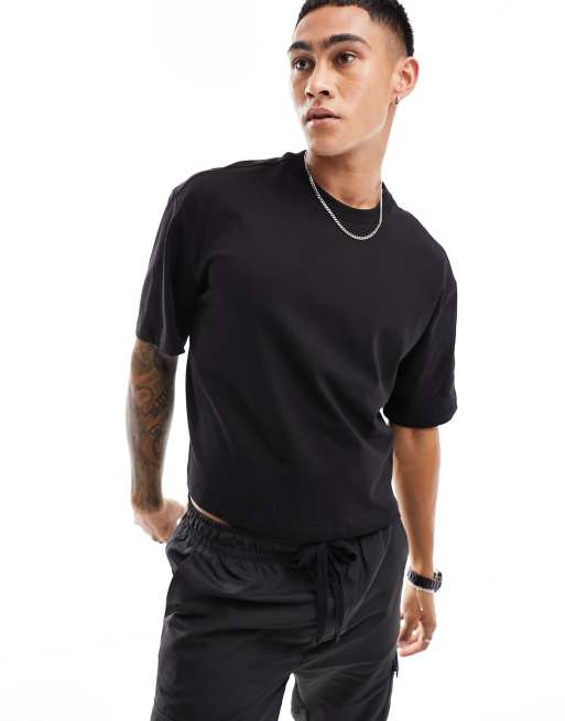 Bershka - T-shirt coupe carrée - Noir