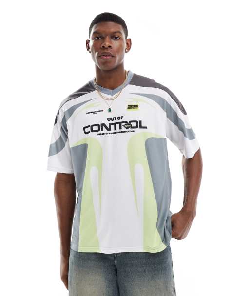 Bershka - T-shirt de sport style color block - Blanc - view 1