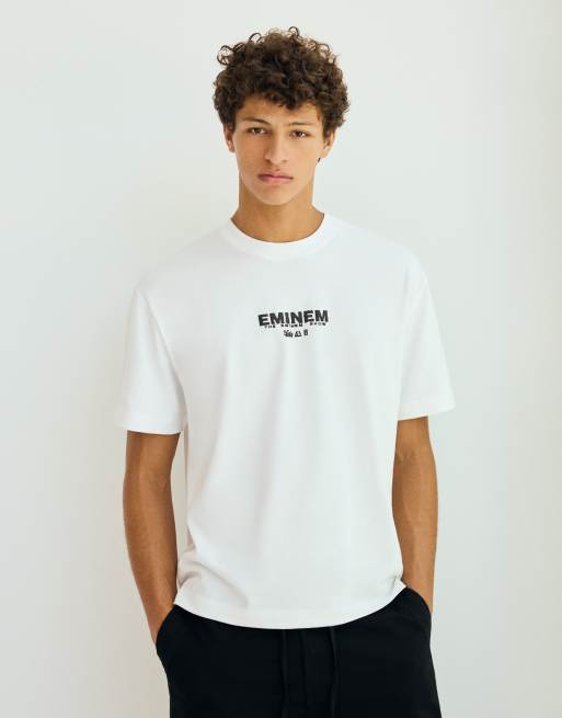 Bershka - T-shirt décontracté imprimé Eminem - Blanc, 2 de 4