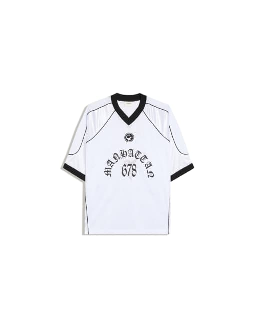 Bershka t-shirt en tulle à manches courtes blanc, 2 de 4