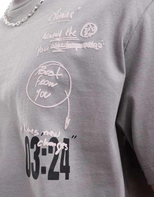 Bershka - T-shirt grigia con grafica stampata sul retro, 3 di 4