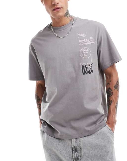 Bershka - T-shirt grigia con grafica stampata sul retro, 4 di 4