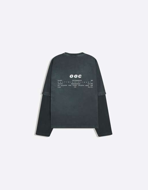 Bershka - T-shirt imprimé à double manches longues - Noir, 4 de 4