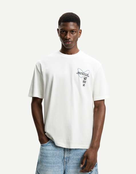 Bershka - T-shirt imprimé à manches courtes - Blanc - view 1