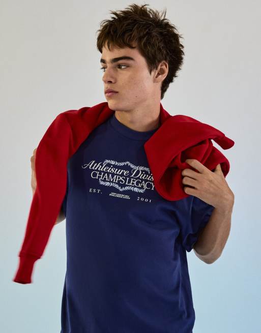 Bershka T-shirt imprimé à manches courtes coupe relaxed bleu, 4 de 7