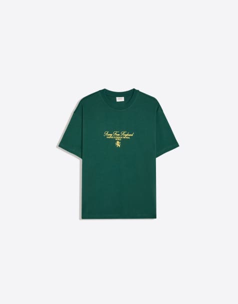 Bershka t-shirt imprimé à manches courtes coupe relaxed en vert - view 1