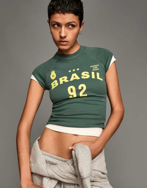 Bershka - T-shirt imprimé à manches courtes - Vert - view 1