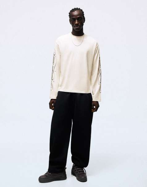 Bershka t-shirt imprimé à manches longues blanc - view 1