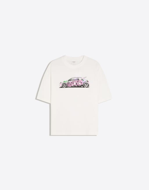 Bershka t-shirt imprimé coupe carrée en blanc, 5 de 6