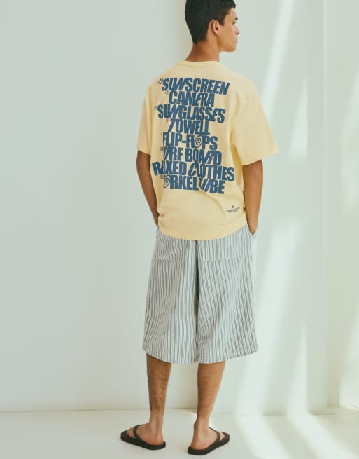 Bershka – T-Shirt in Gelb mit Print, 4 von 4