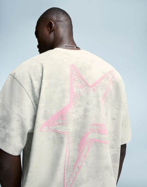Bershka – T-Shirt in Kamelbraun mit Print - view 1