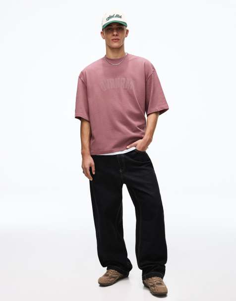 Bershka – T-Shirt in Rot mit kurzen Ärmeln und Print - view 1