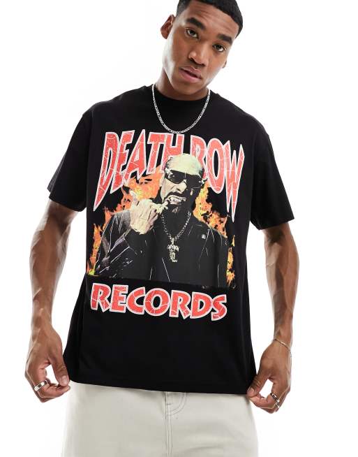 Bershka T Shirt in Schwarz mit Death Row Records Grafikprint