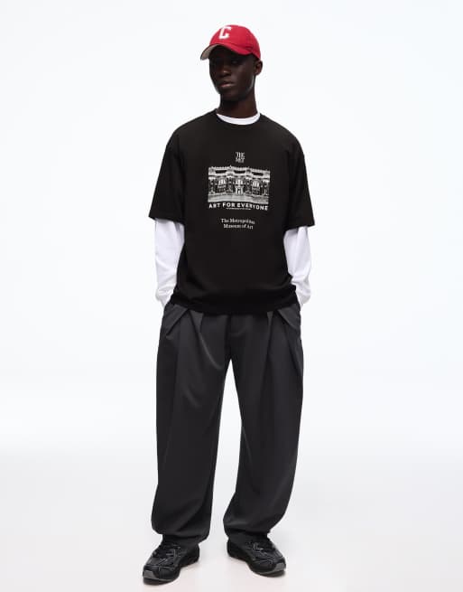 Bershka – T-Shirt in Schwarz mit „The Met“-Aufdruck, 2 von 4
