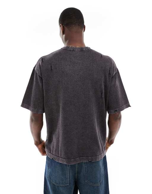 Bershka T-shirt in washed black | ASOS