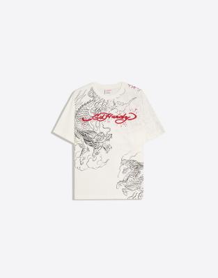 T-Shirt in Weiß mit „Ed Hardy"-Print Weiß S