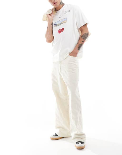Bershka – T-Shirt in Weiß mit Würfel-Print, 4 von 4