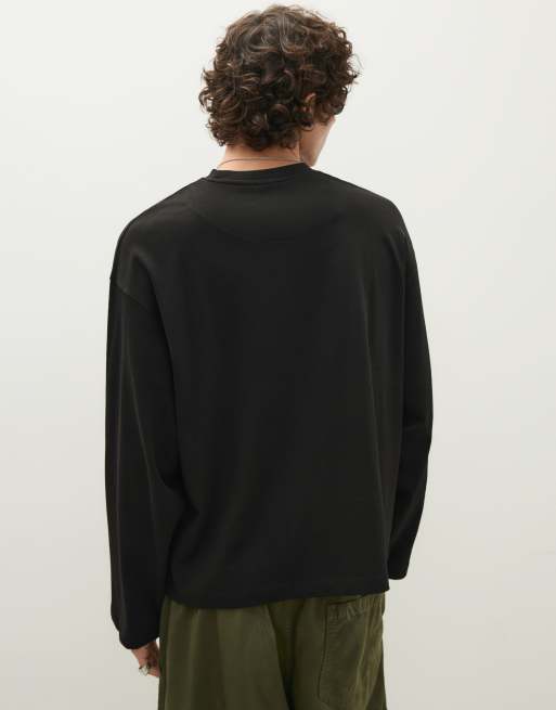 Bershka t-shirt long à coupe carrée noir, 4 de 5