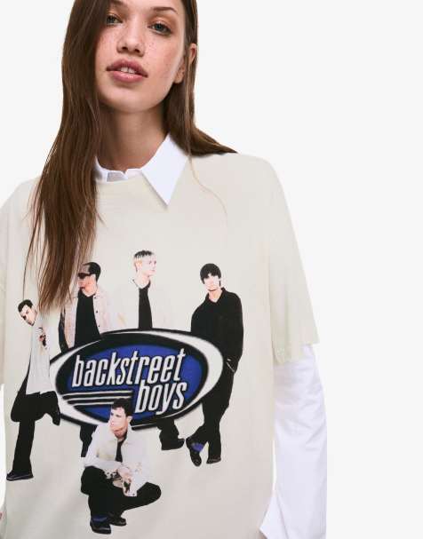 Bershka - T-shirt manches courtes à imprimé Backstreet Boys - Blanc - view 1