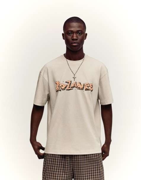 Bershka - T-shirt manches courtes à imprimé - Camel - view 1