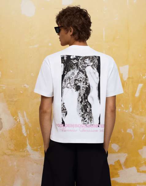 Bershka - T-shirt manches courtes à imprimé Klimt - Blanc - view 1
