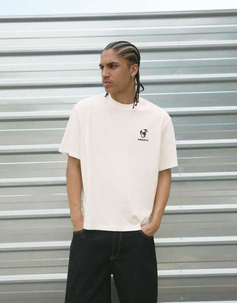 Bershka - T-shirt manches courtes imprimé course - Blanc - view 1