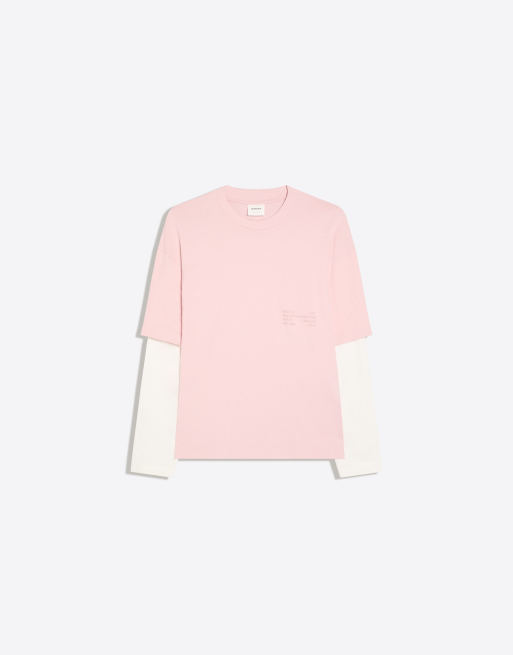 Bershka t-shirt med dubbla ärmar i pastellrosa, 5 av 5