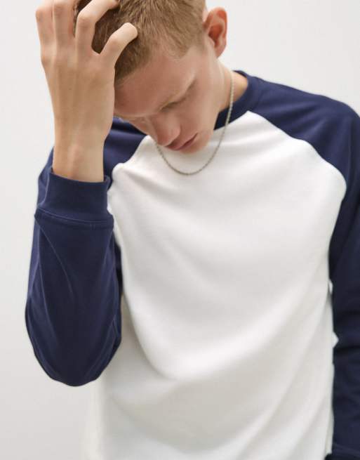 Bershka t-shirt med raglanärmar och långa ärmar i blått, 2 av 5