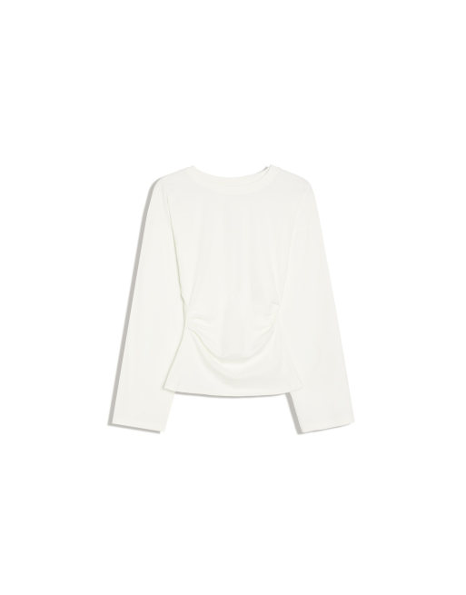 Bershka T-shirt med rynkedetaljer og lange ærmer i hvid, 3 af 5