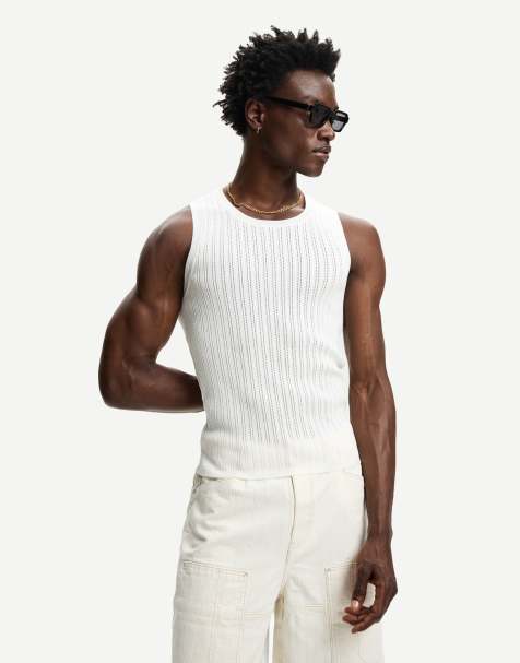 Bershka - T-shirt met bandjes in wit - view 1