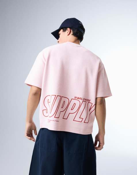 Bershka - T-shirt met fleece print in roze - view 1