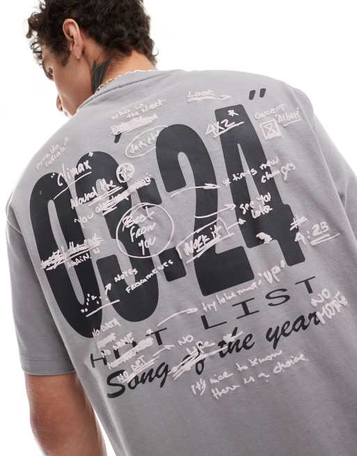 Bershka - T-shirt met grafische print op de achterkant in grijs