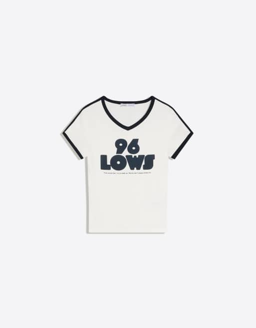 Bershka - T-shirt met korte mouwen en contrastprint in wit, 4 van 4