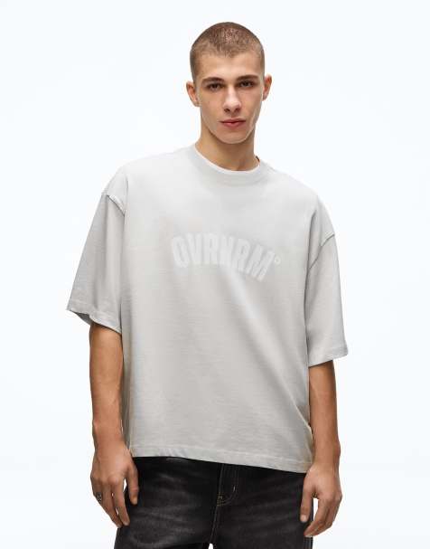 Bershka - T-shirt met korte mouwen en print in beige - view 1