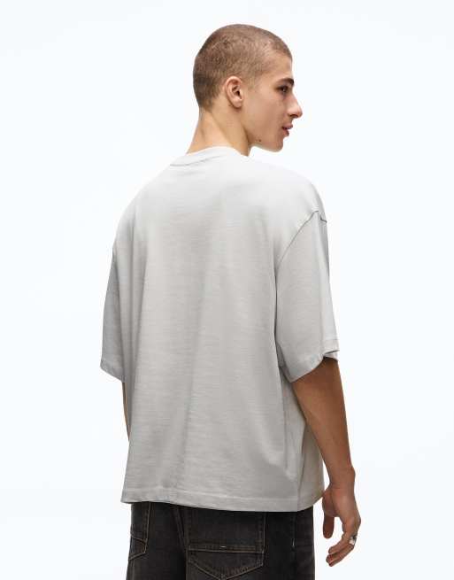 Bershka - T-shirt met korte mouwen en print in beige, 4 van 4