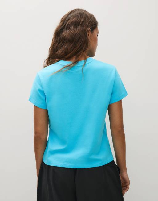 Bershka - T-shirt met korte mouwen en print in blauw, 2 van 5