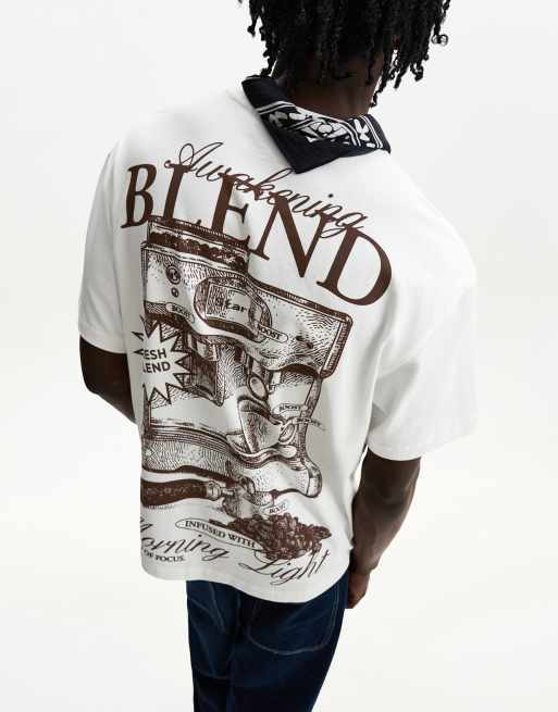 Bershka - T-shirt met korte mouwen en print in wit