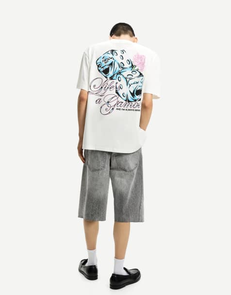 Bershka - T-shirt met korte mouwen en print in wit - view 1