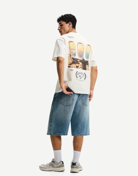 Bershka - T-shirt met korte mouwen en print in wit - view 1
