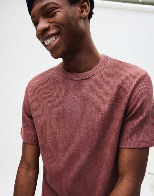 Bershka - T-shirt met korte mouwen en textuur in oudroze, 3 van 4