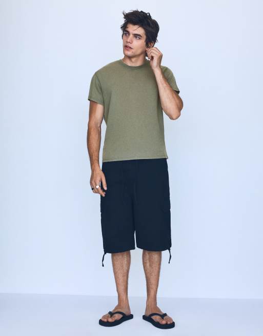 Bershka T-shirt met korte mouwen in kaki, 4 van 5