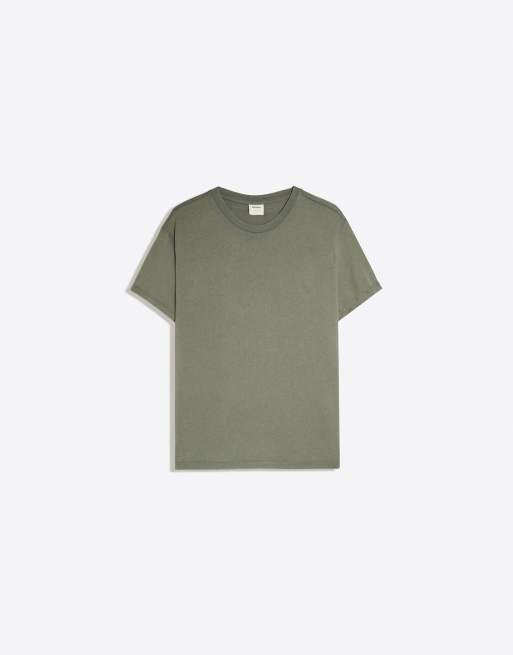 Bershka T-shirt met korte mouwen in kaki, 5 van 5