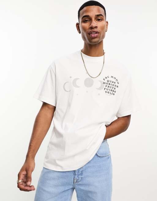 Bershka - T-shirt met maanprint in wit